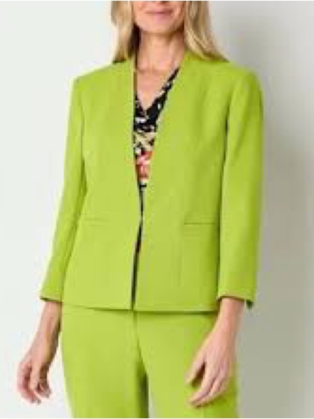 Black label lime green open front Blazer